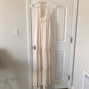Boho lace tiered maxi dress